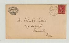 Mr. Chas. D. Elliot No. 59 Oxford St. Somerville, Mass 1892 J. E. Ayer Co. Lowell Mass, Perkins Collection 1861 to 1933 Envelopes and Postcards
